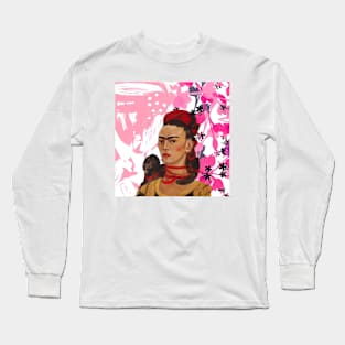 Frida in Bloom with Monkey Long Sleeve T-Shirt